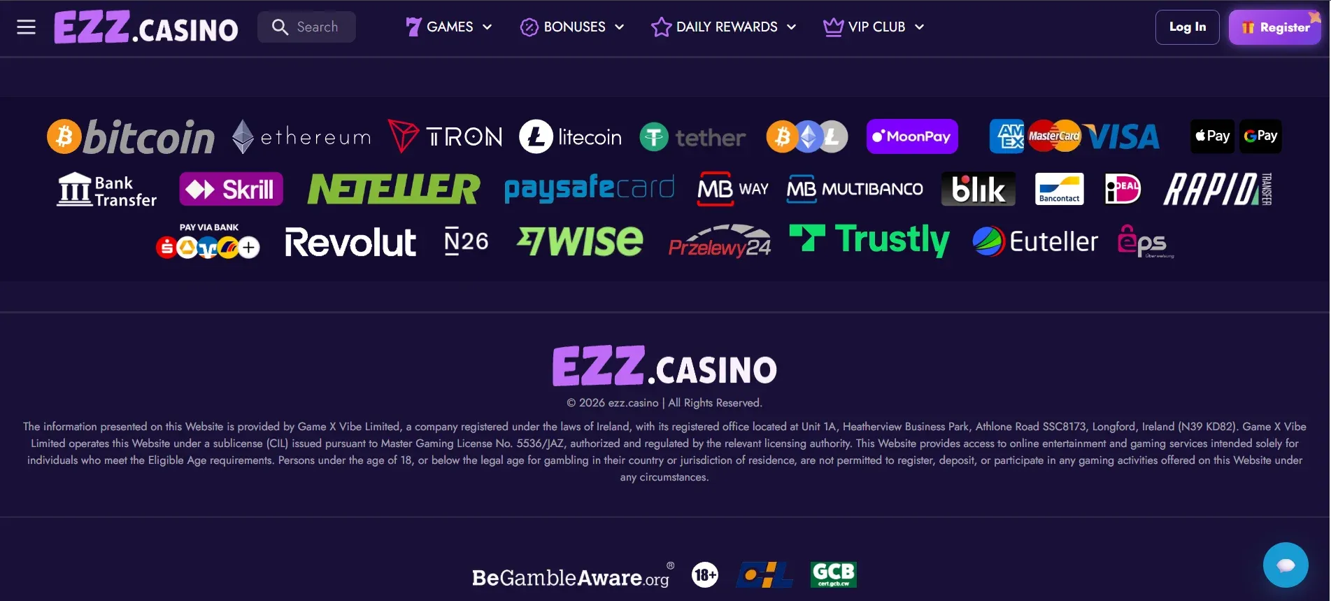 payments ezz casino